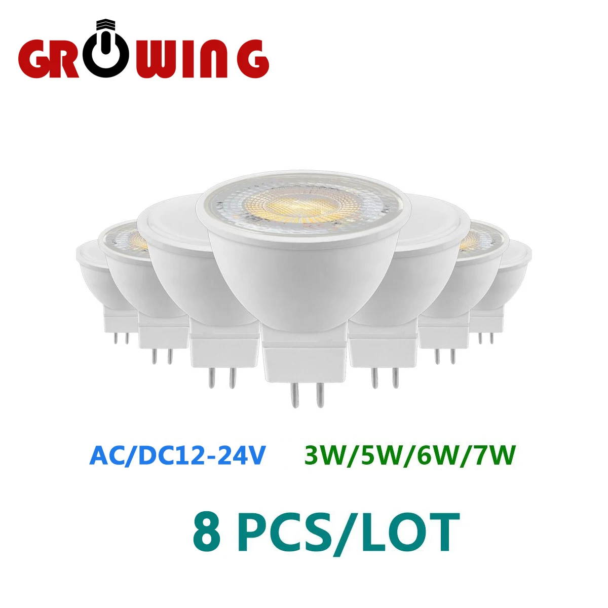 

8PCS AC/DC12V-24V Spot Foco MR16 3W-7W Warm White Day Light LED Light Lamp For Home Decoration Replace 50W Halogen Spotlight