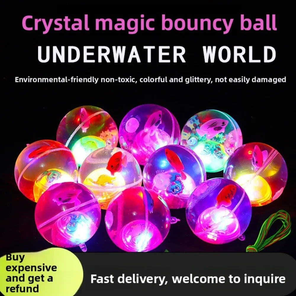 

Большой однотонный эластичный прыгающий мяч для детей, красочная волшебная мигающая игрушка, изготовленная из кристаллов и веревки, забавная игровая площадка, подарок