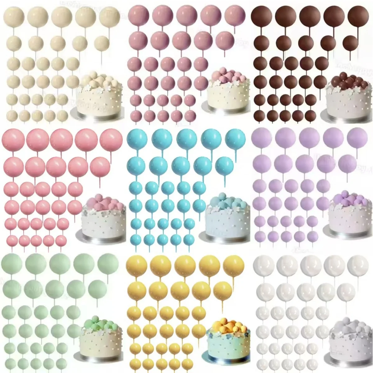 20 pièces boule décoration de gâteau Mini ballons gâteau Topper bâtons boules d'or choix de gâteau décoration de gâteau boules décorations de gâteau