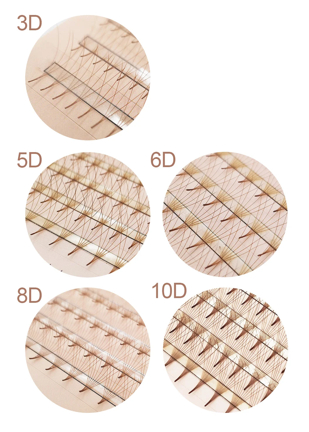 SupMacio Brown Premade fans Eyelash Extensions Thin Pointy Base 10D 6D 5D 4D 3D Volume Sharp Narrow Stem Clusters Russian