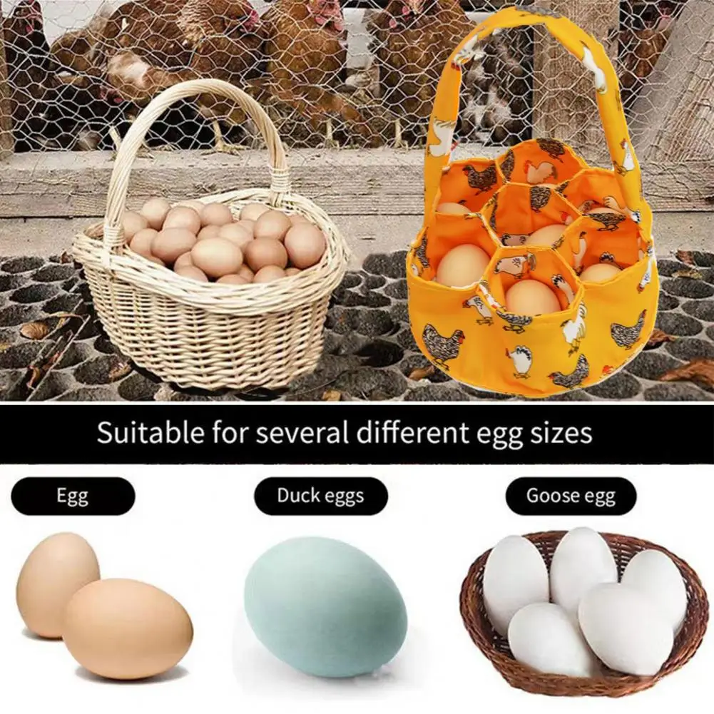 Egg Storage Basket Egg Basket Capacity Egg Collection Basket with Chicken Print Durable Farmhouse Handbag for Easy Egg Pick-up