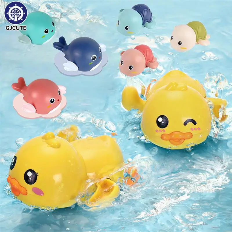 Juguetes de baño para bebés, cadena clásica de agua con mecanismo de relojería, pato, Tortuga, Delfín, juguetes de juego de agua para niños