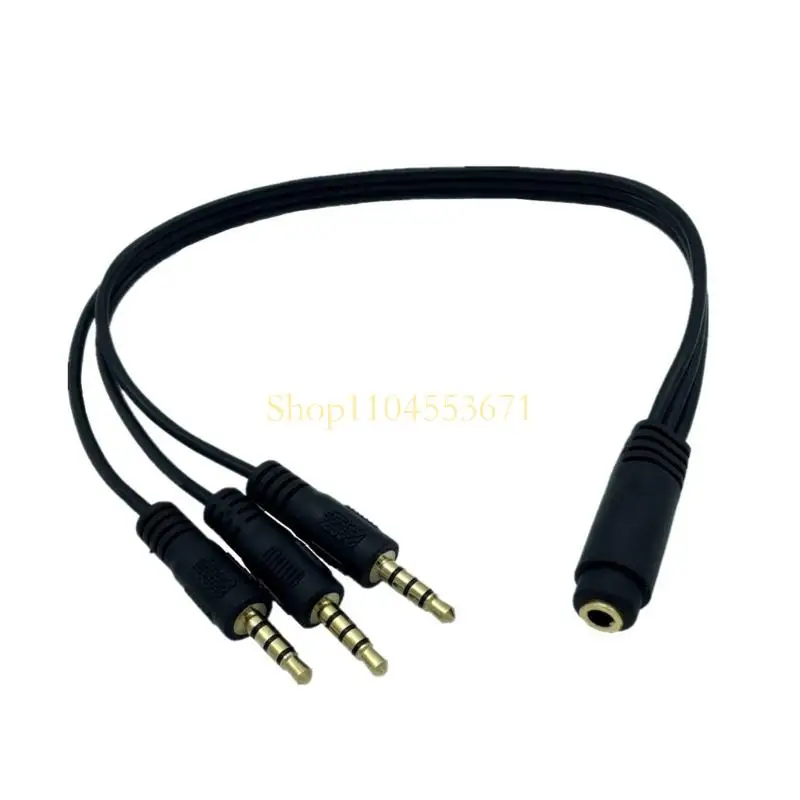 Best Seller Triple Output 3.5mm Sound Y Cable Gold Plateds Jacks Simultaneous Multiple Device Connection 30cm Length
