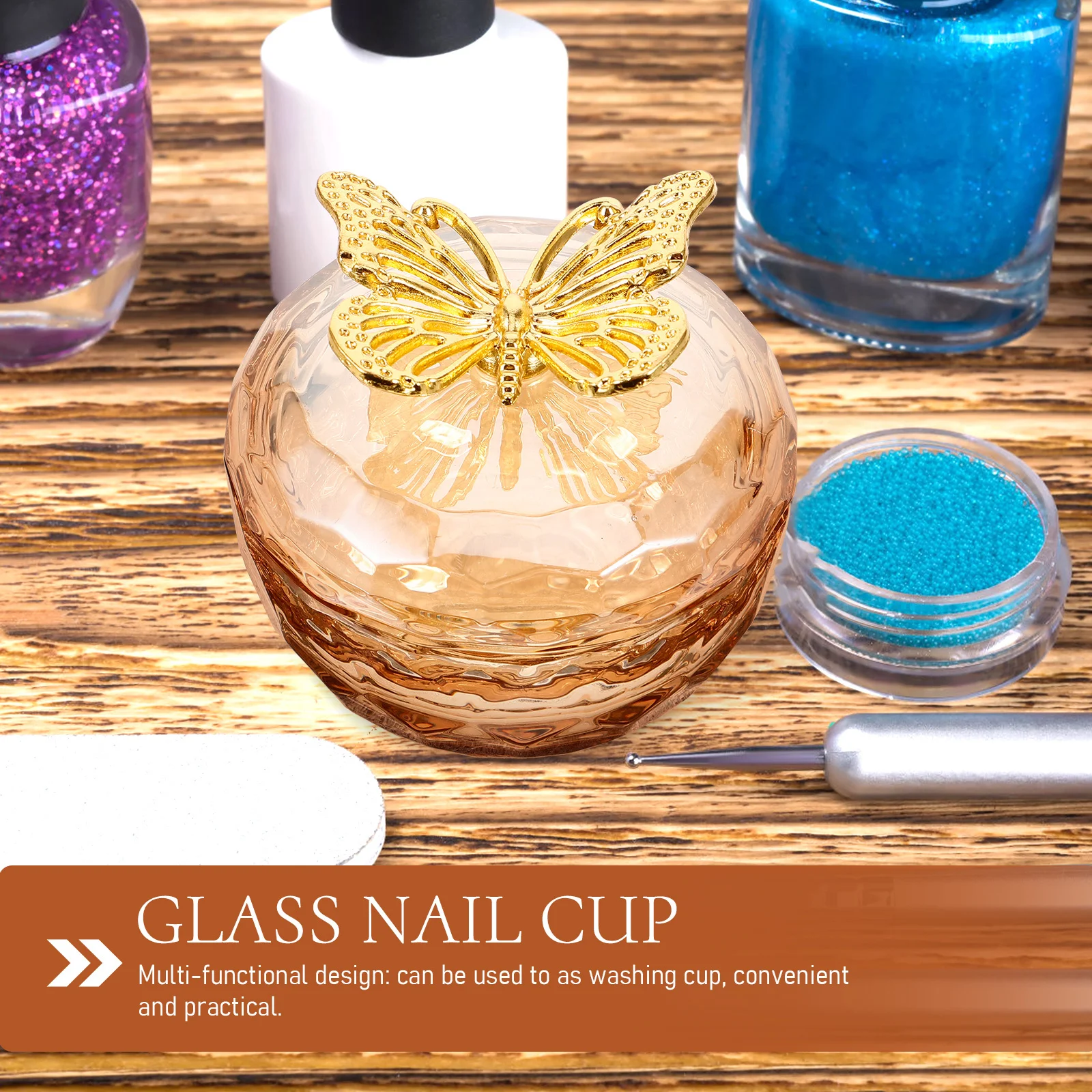 

Nail Art Supplies Manicure Bowl with Lid Glass Dish Cups Dappen Dishes for Nails
