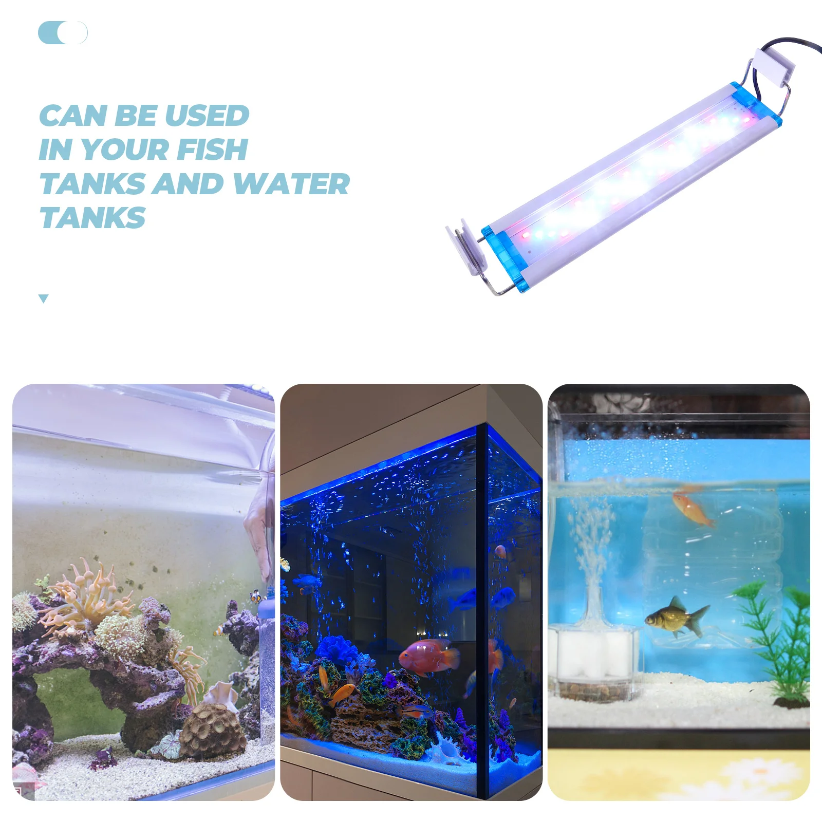 

Aquarium Light Fish Tank LED Lighting Adjustable L scape Decoration PVC White 3 Colors LED Aquatic Plant Grass