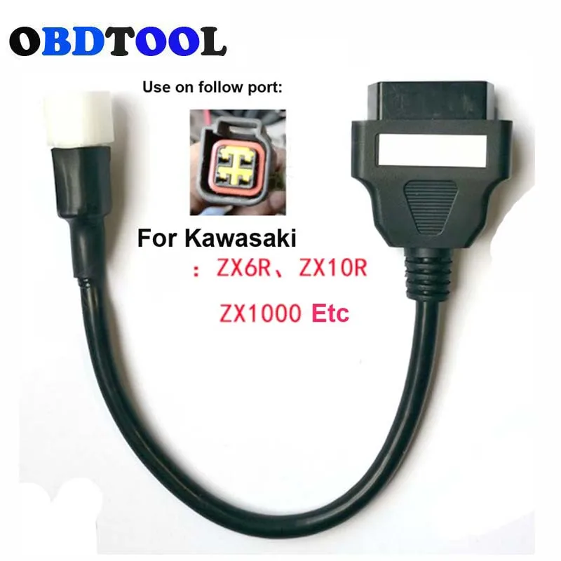 OBD2 Convert Cable for Kawasaki 4pin 6pin EFI Motorcycle Detector OBD 16Pin Adapter Diagnostic Connector for Z Series Ninja ER6N