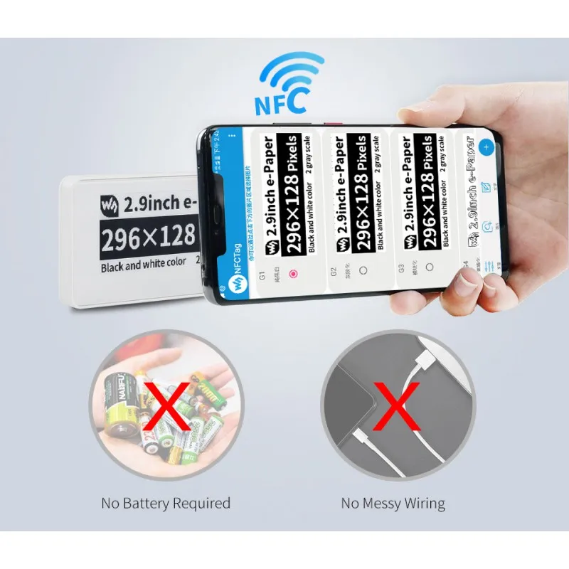 Waveshare 2.9inch Passive NFC-Powered e-Paper, No Battery