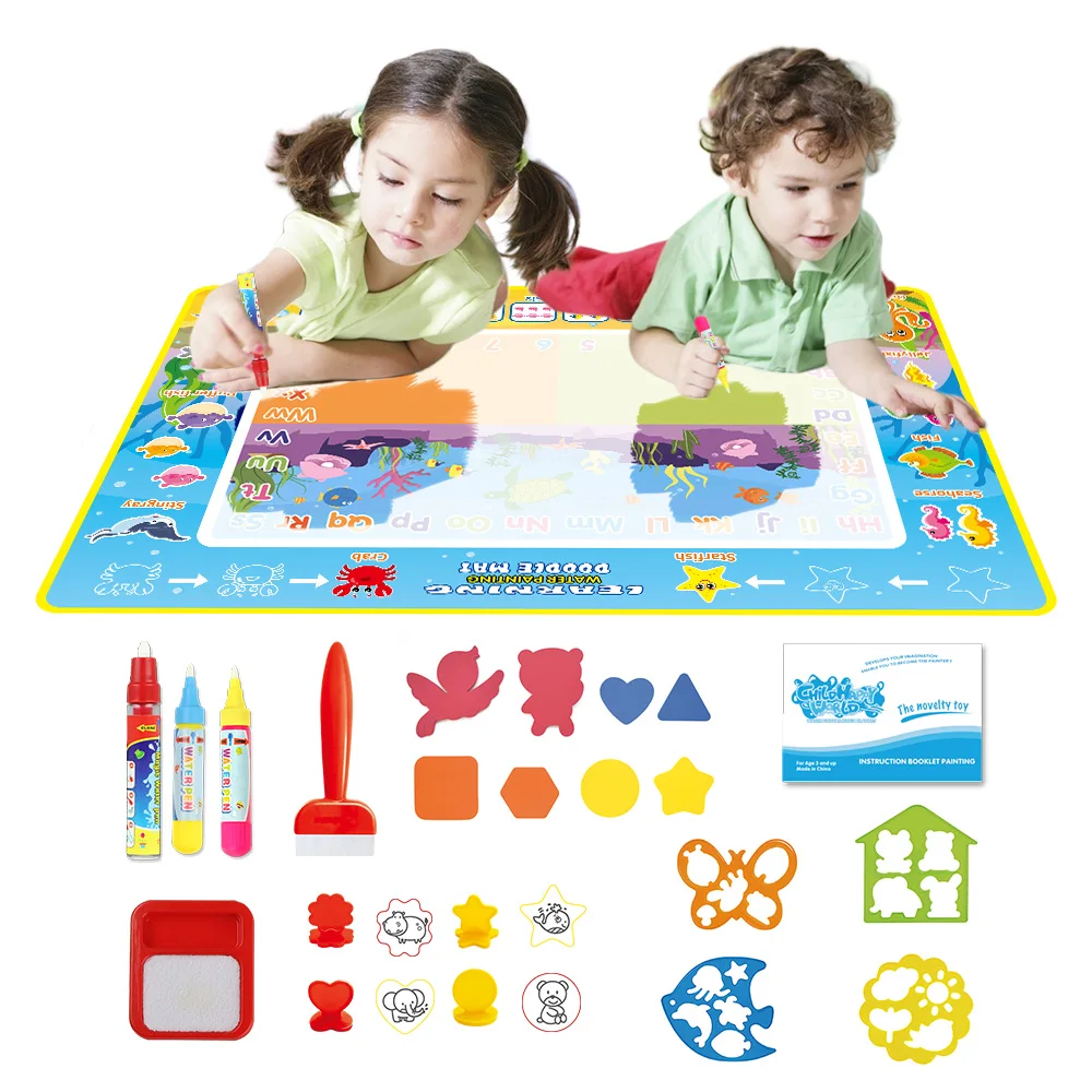 100x70cm Kids Magic Water Drawing Mat Ocean Life Theme Coloring Doodle Mat Painting Board Early Educational Toys Birthday Gift