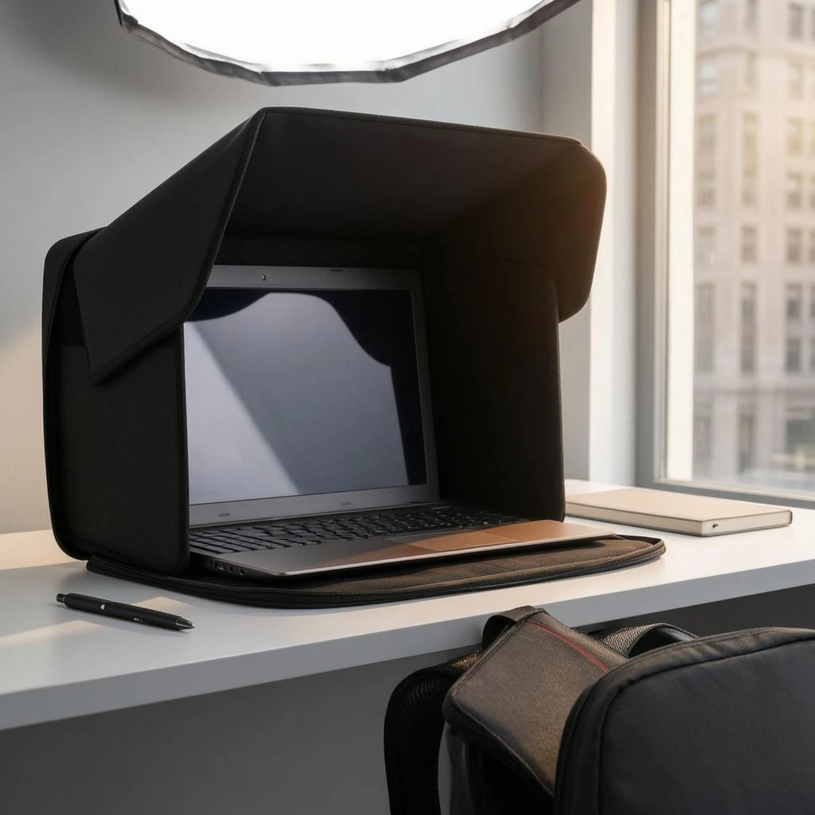 Laptop Privacy Shade Textured Material Portable Screen Hood Portable Screen Cover Stitched Seams Anti-Glare Cover Lightweight
