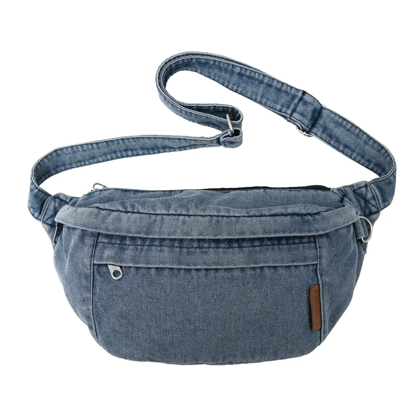 Sewing Thread Denim Zipper Ladies Waist Packs Youth Female Crossbody Bags on Sale 2024 Brand Hot Sale Bolsas Para Mujeres