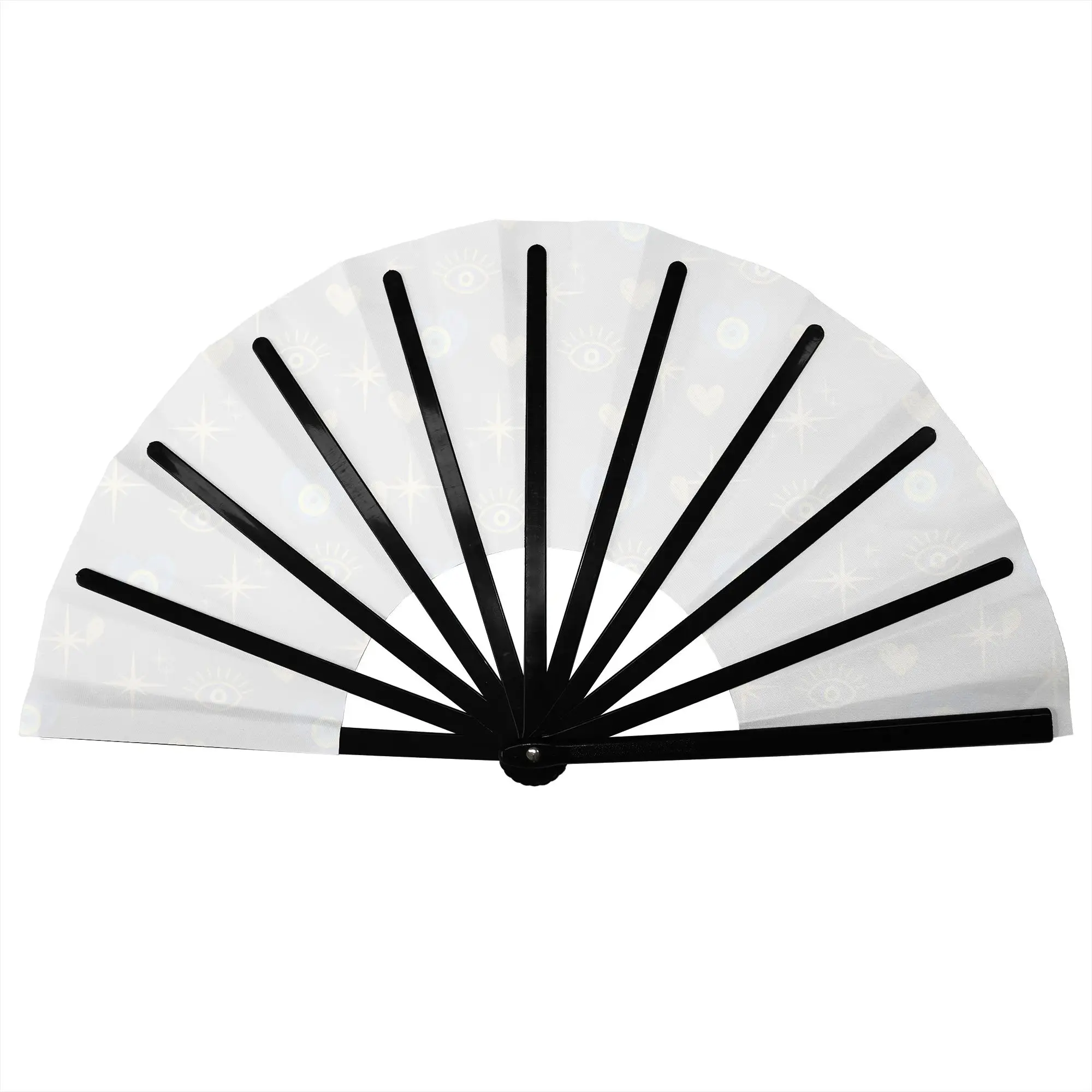 Evil Eye Pattern Stylish Hand Fan Men  Printed Polyester Fan Trendy Costume Prop Folding Fans For Sports Events  Gift