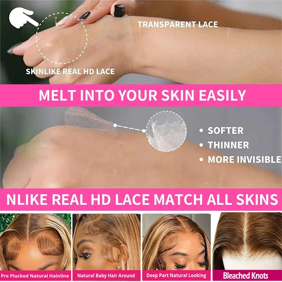 13x4 Highlight Perücke braun gefärbte Spitze Front Echthaar Perücken für Frauen 13x6 tiefe lockige Wasserwelle transparente Spitze Frontal Perücke