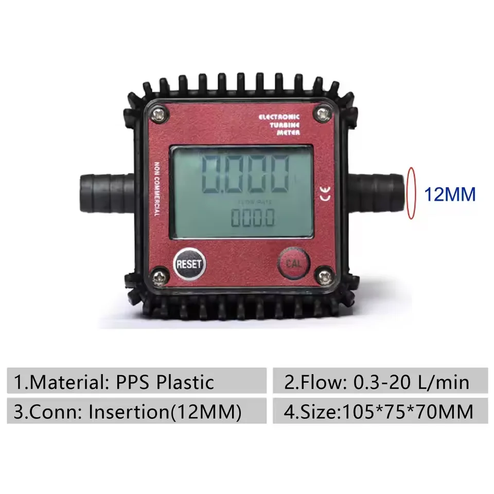 K24 Elektronische Turbine Flowmeter Kunststof Roestvrij Draad Hoge Precisie Digitale Gear Flowmeter voor Water Ureum Diesel Benzine