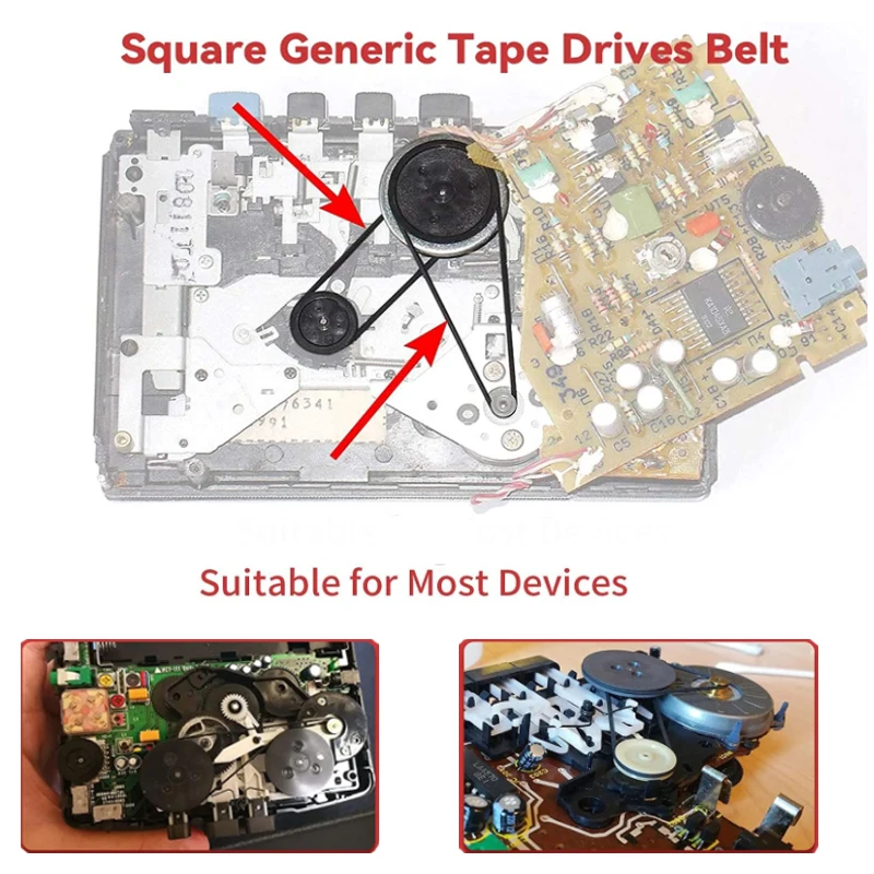 30-120 piece set 1 pack Mix Cassette Tape Square Machine Belt Assorted Universal Repair 26-130mm