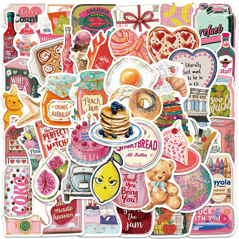 

50pcs Cartoon Retro Aesthetic Sticker Fashion Funny Decal For Phone Case Luggage Magazine Label Decal Sticker DIY Party Gift