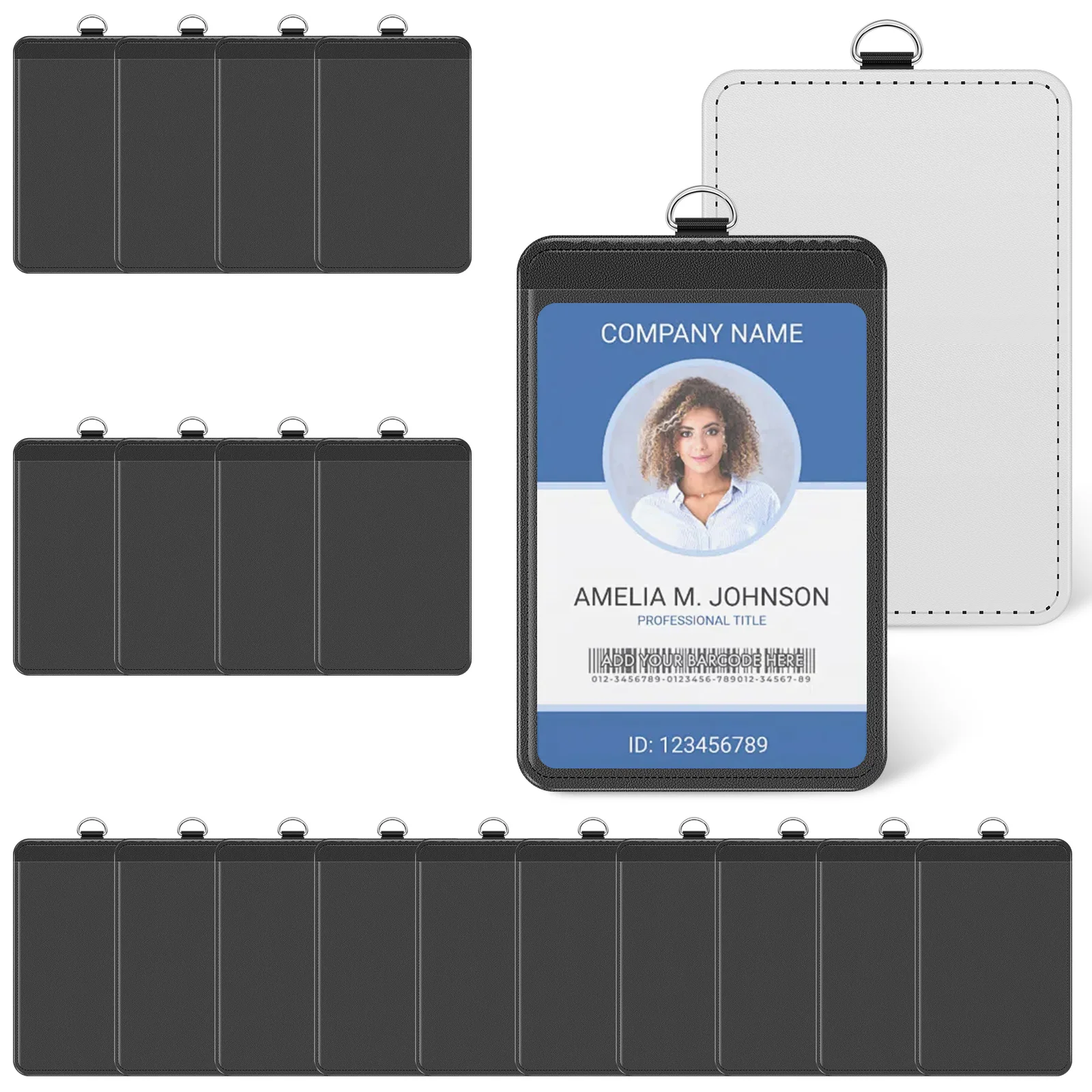 20Pcs Unisex Sublimation ID Holder Heat Transfer Print Vertical Leather ID Card Holder for Businessmen Employee Student Doctor