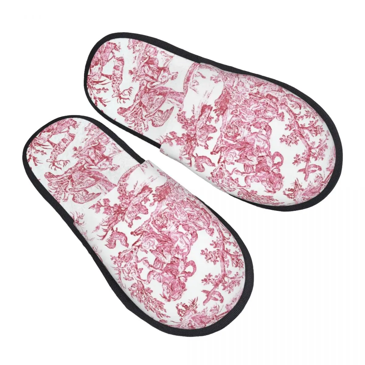 

Toile De Jouy Comfort Scuff Memory Foam Slippers Women French Countryside Hotel House Shoes