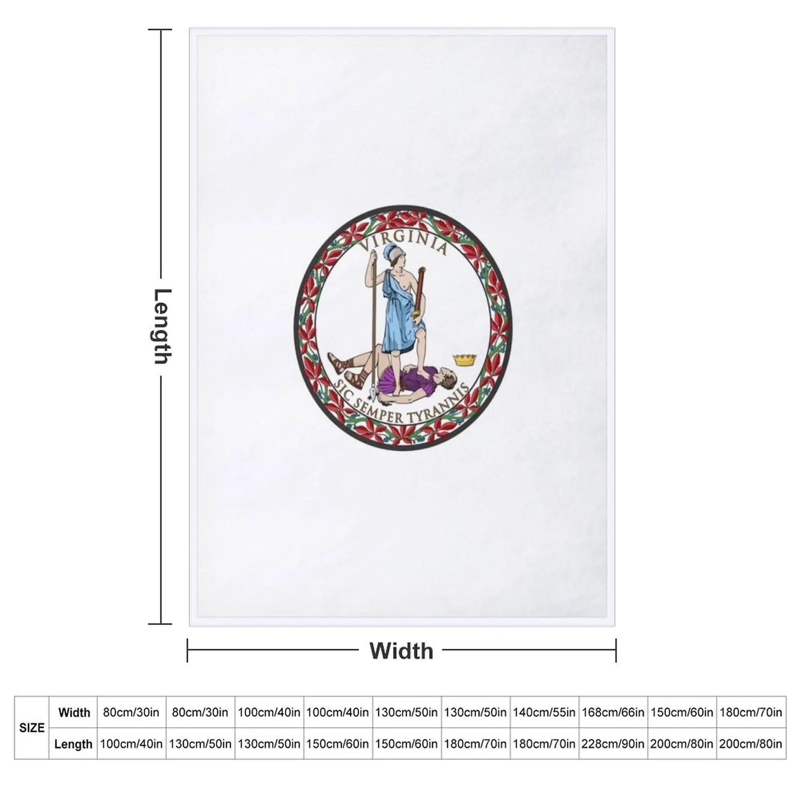 Virginia State Seal Throw Blanket Picnic Large Thin Cute Plaid Luxury St Decorative Throw Blankets