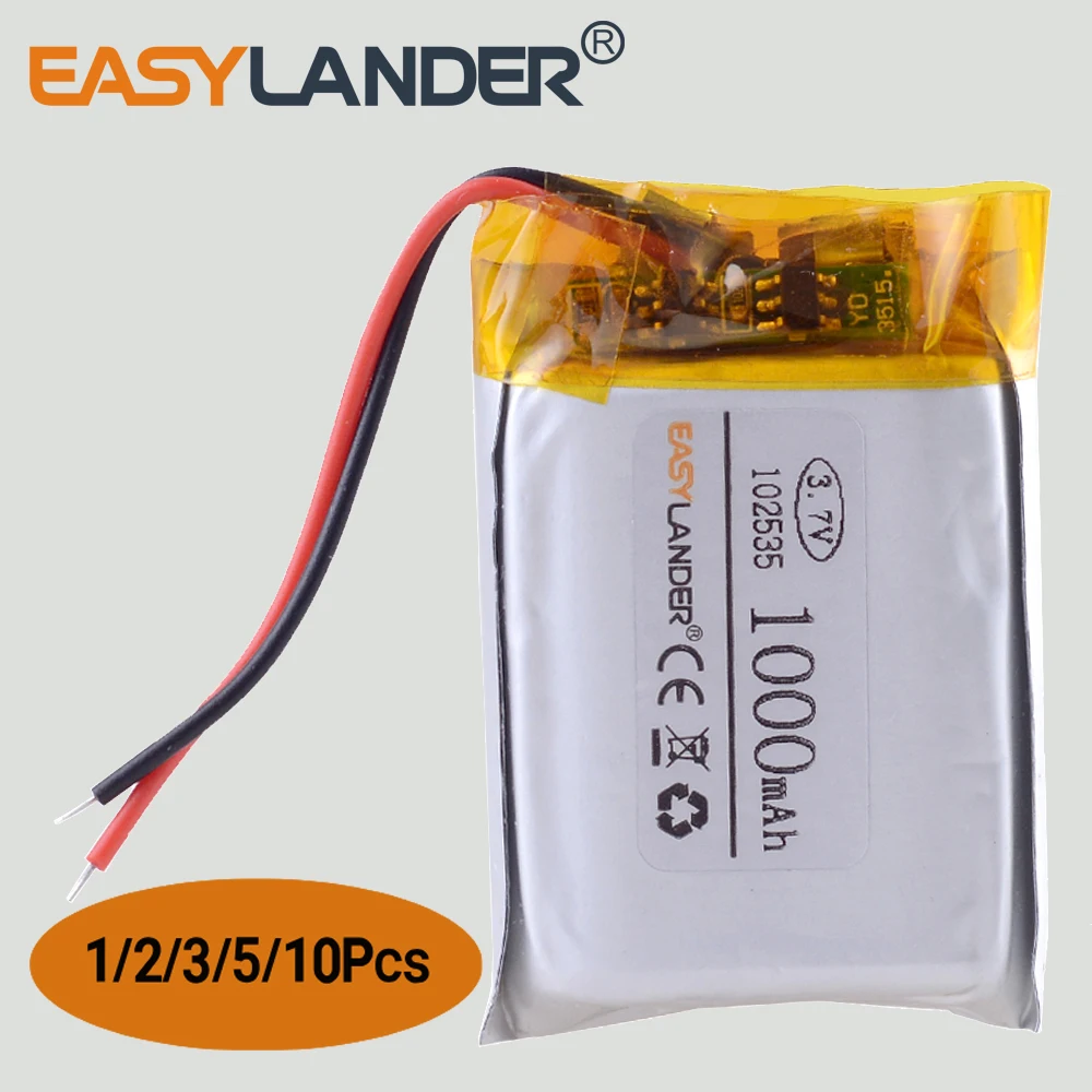 102535 3.7V 1000mAh Rechargeable  li Polymer  Battery For GPS PSP MP3 SPeaker  DIY PAD Power Bank Tablet  LED Bluetooth Pen