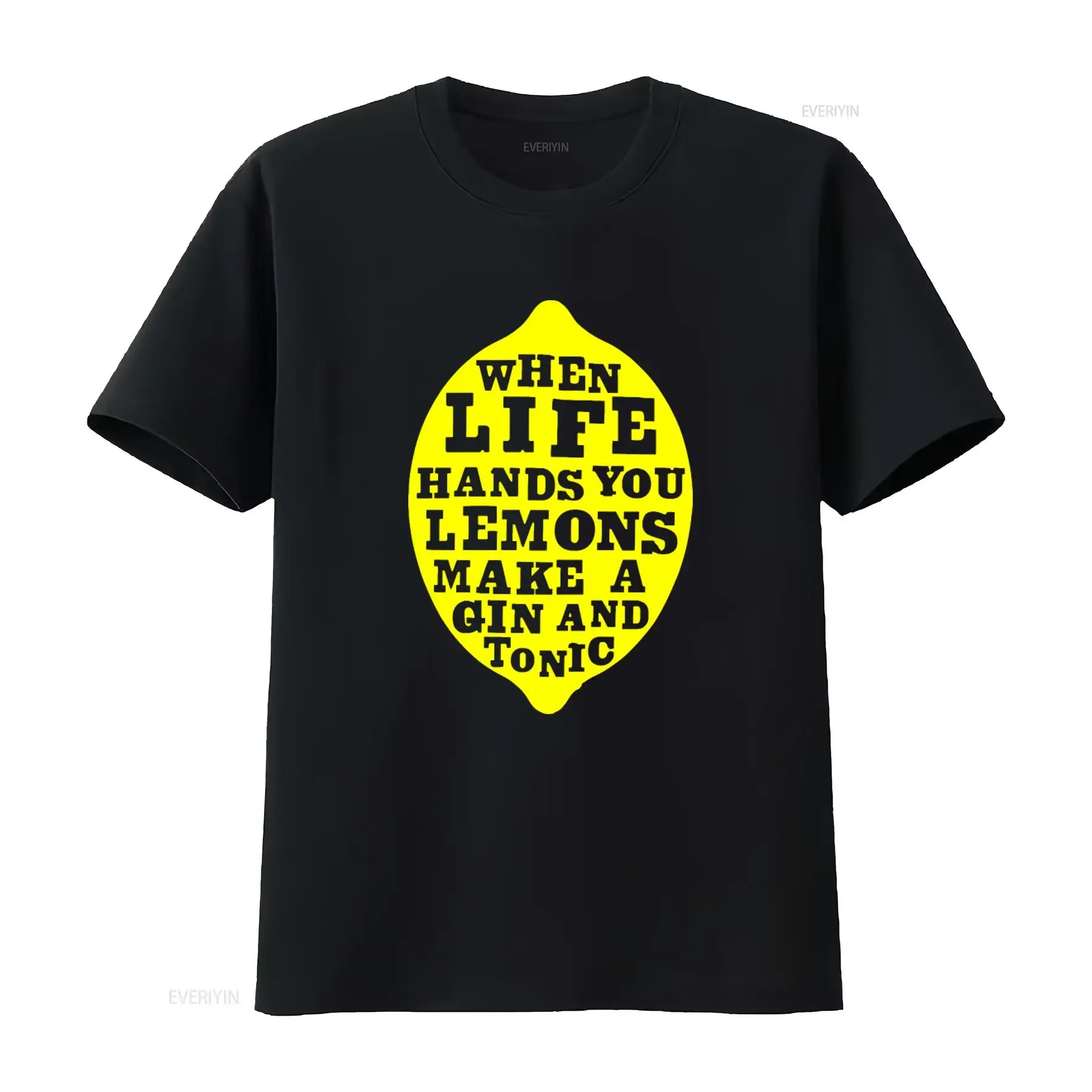 Camiseta divertida para mujer con la frase 'When Life Hands You Lemons Make A Gin And Tonic', estilo vintage, lavada, streetwear, elástica, unisex, suave