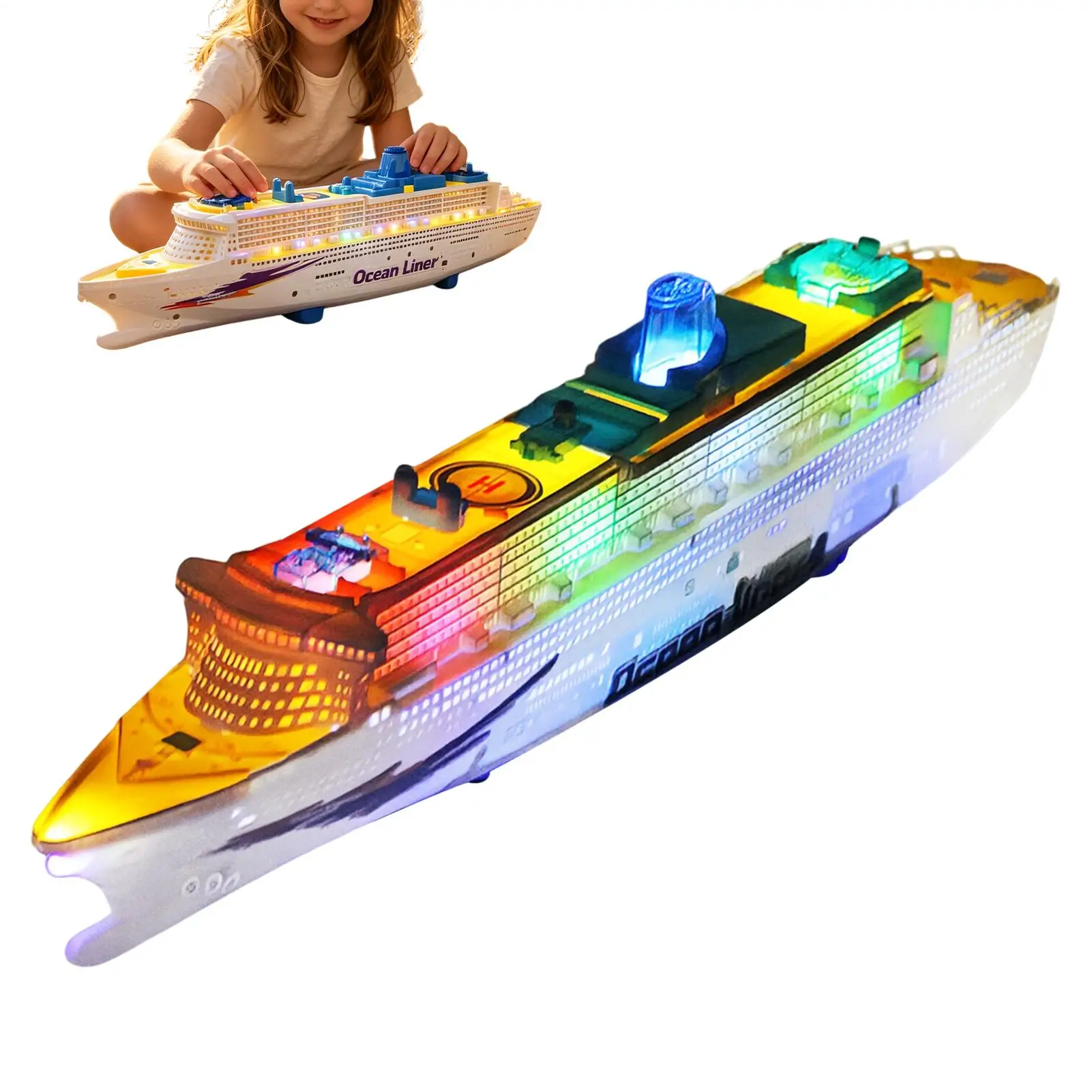 Cruise Ship Model Light Up Realistic 2-Layer With Music Sea Liner Cruise Ship Model For Preschoolers Young Child Collectors
