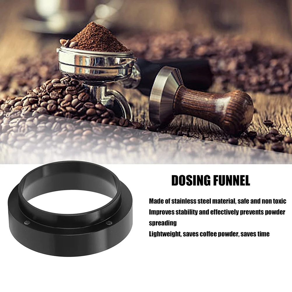 A01M 51 มม. ช่องทางใส่เอสเปรสโซ, แหวนแม่เหล็กอุปกรณ์เสริมเครื่องชงกาแฟการต้มกาแฟ Tamper ผงเครื่องมือ (สีดํา)