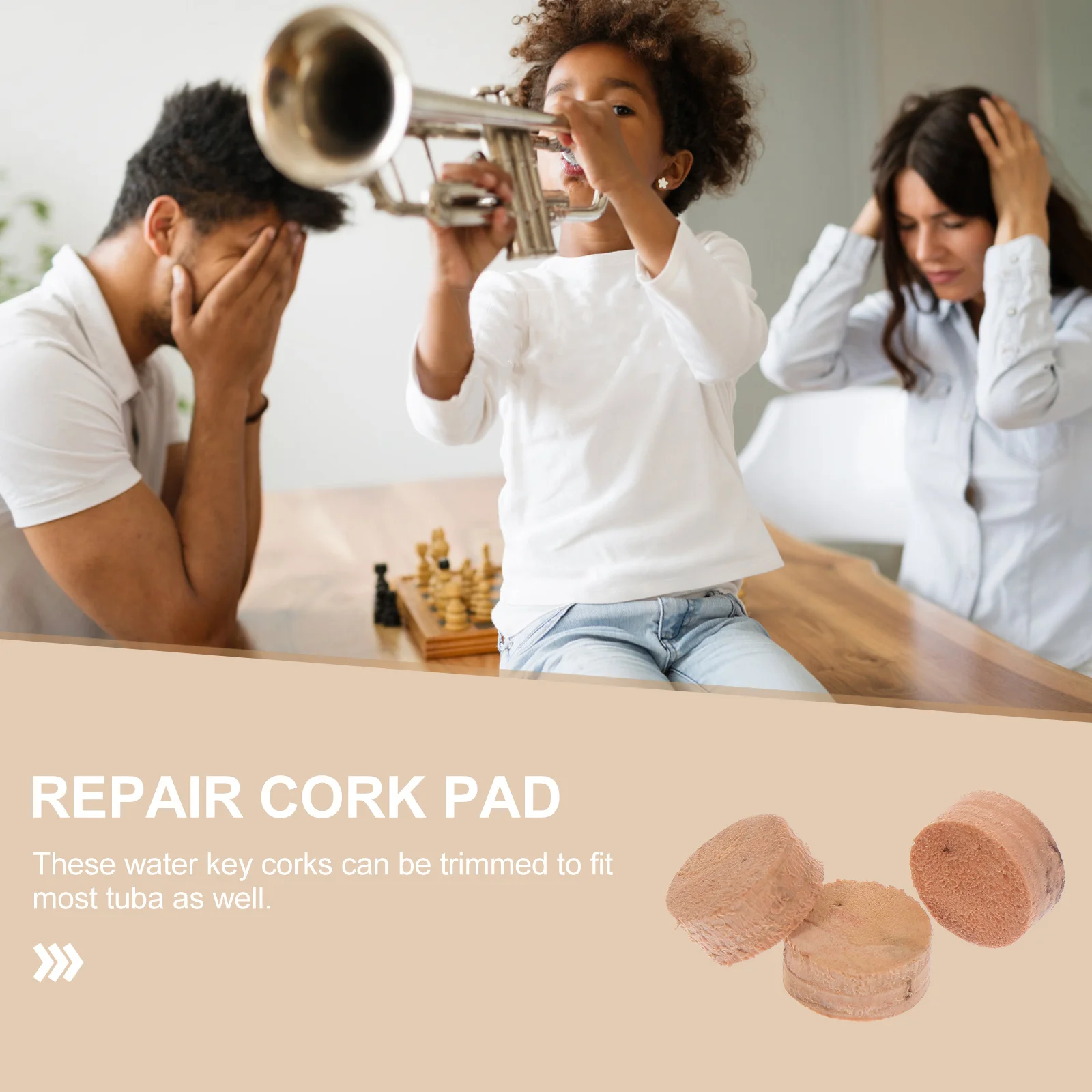 

3Pcs Tuba Cork Accessories Sturdy Wooden Pads for Key Repair Smooth Performance Ideal Gift for Tuba Lovers and Musicians