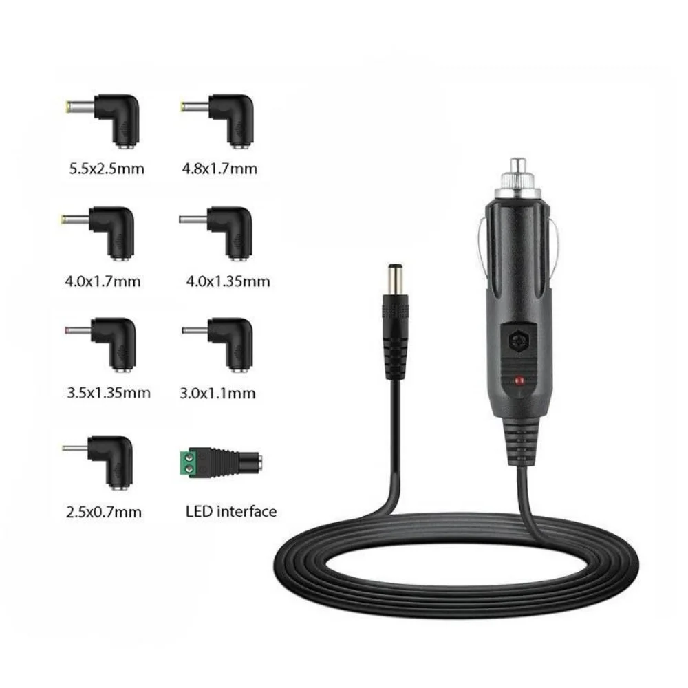 24W 12V Universal Car Charger Power Cord for Portable DVD Player, GPS, Snailax Seat, LED Light with 8/11 DC Adapters Accessories