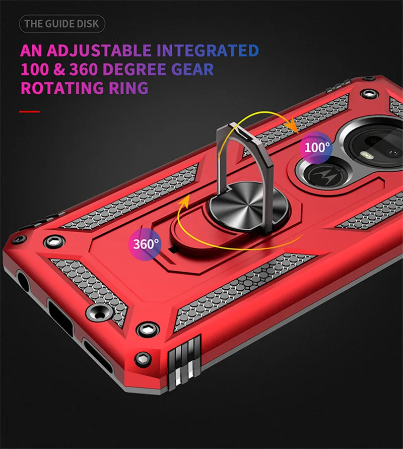 For Motorola Moto G6 G7 Plus G8 Power Lite G9 Play Case Magnetic Ring Holder Cover for Moto E5 E6 E6S E6i E7 Power 2021 Cases