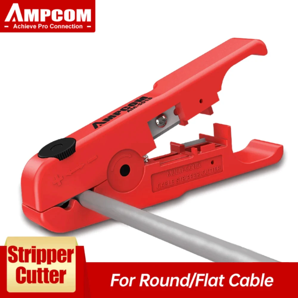 AMPCOM Wire Stripper Ethernet Cable Cutter Round Cable Cutting Tool Lan Cable Stripping Tool for CAT7 CAT6 CAT5E CAT5 Round Wire