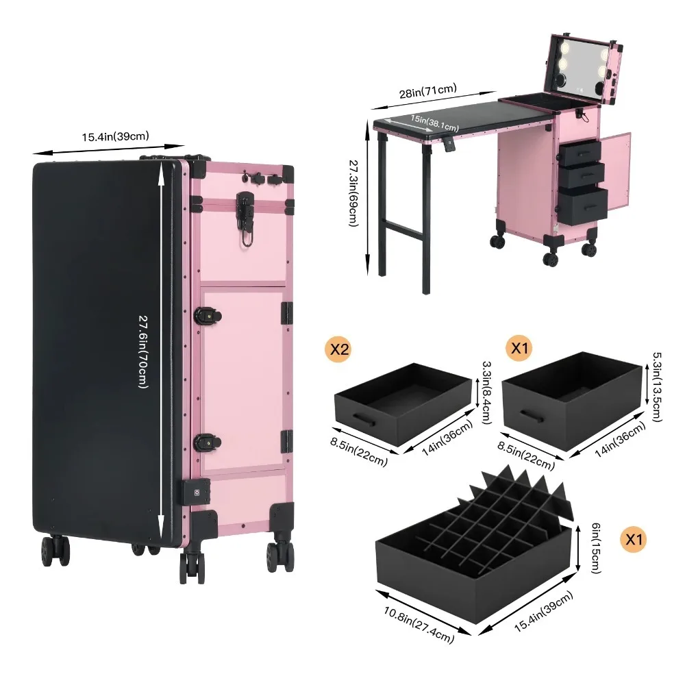 Portable Foldable Manicure Table with Bluetooth Speaker Nail Tech Desk Salon Furniture Set for Makeup Artist Home DIY