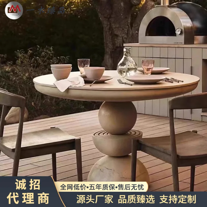 

Customized, American light luxury solid wood round dining table French simplicity