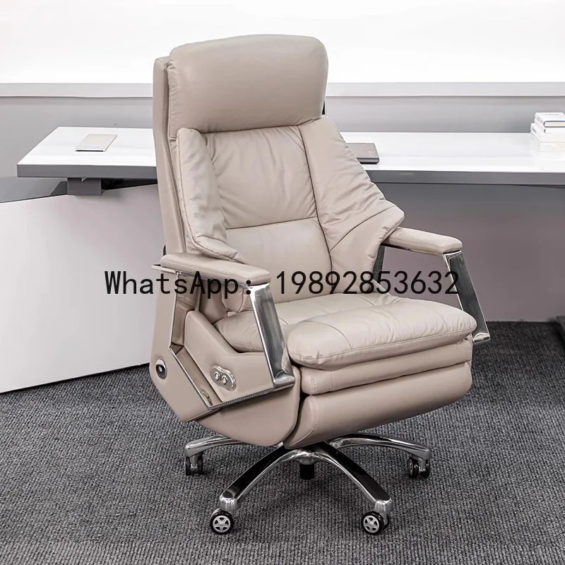 CZ Voice Intelligent Electric Executive Chair Reclining Nap Chair Comfortable Computer Chair for Study Room Genuine Leather