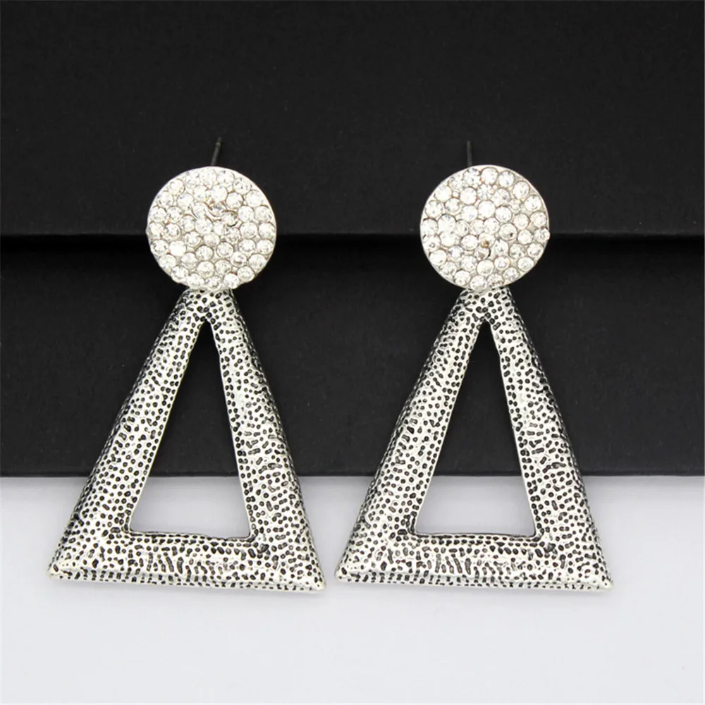 Picture 6: Latest New Popular European Styles Metal Hollow Open Exaggerate Geometric Triangle Pendant Stud Delta Earrings For Women