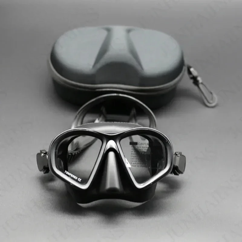 JUNHAIINS Máscara de apnea de vidrio templado Juego de snorkel Snorkel plegable Máscara de buceo tipo J con soporte para cámara