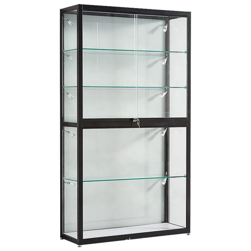 

custom，Aluminum alloy jewelry display cabinet factory customized, glass display showcase