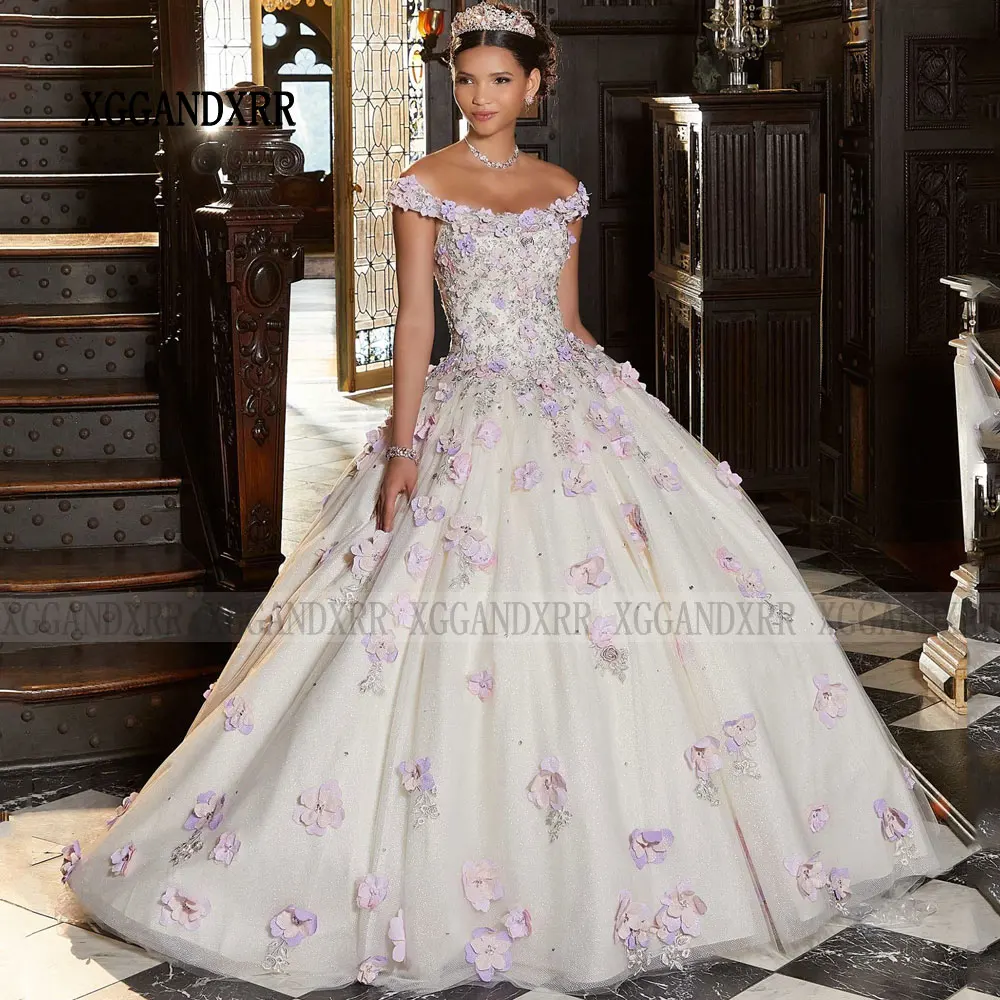 Pale Pink Quinceañera Dress Multi-Colored Floral Vestidos De 15 Quinceañera Fiesta Quinceanera Dress Ball Gown Sweet 16 Dress