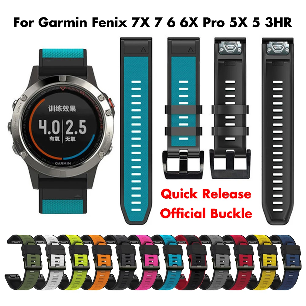 

Ремешок силиконовый для смарт-часов Garmin Fenix 7X 7 6X 6 Pro 5X 5 Plus 3 HR 935 EasyFit, быстросъемный браслет для наручных часов, 22 мм 26 мм