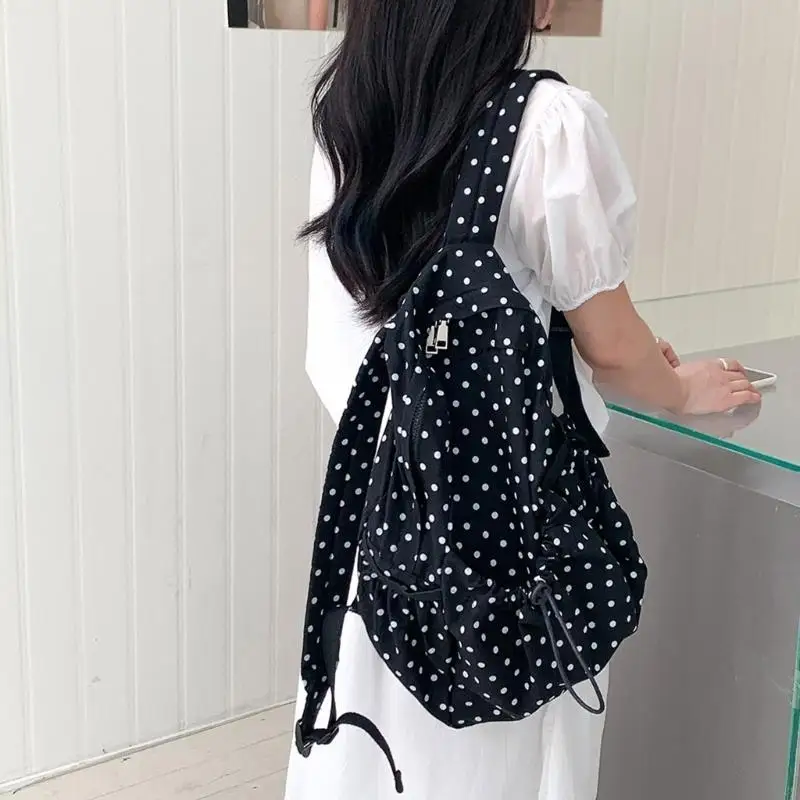 2026 New Travel Backpacks for Teens Daypacks Drawstring Backpacks Aesthetic Backpacks Students School Bag Polkas Dot Rucksack