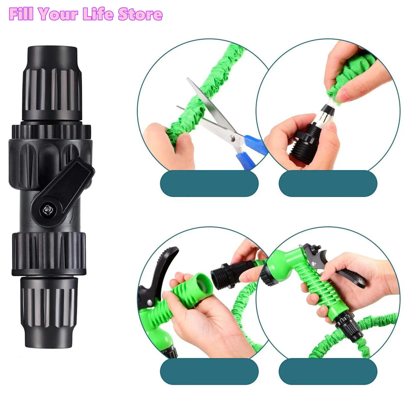 

4 Sets Garden Hose Adapter Water Hose Quick Connect Plastic Female Connectors Male Connectors Shut of Valves And Rubber Washer