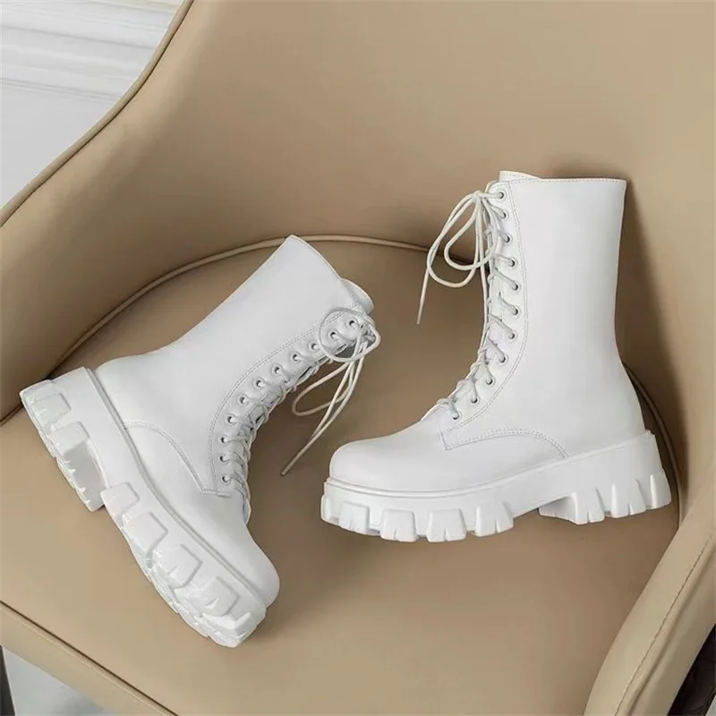 British style high top women's shoes 2026  spring and autumn thick soled women's shoes women's midsole short boots view 3