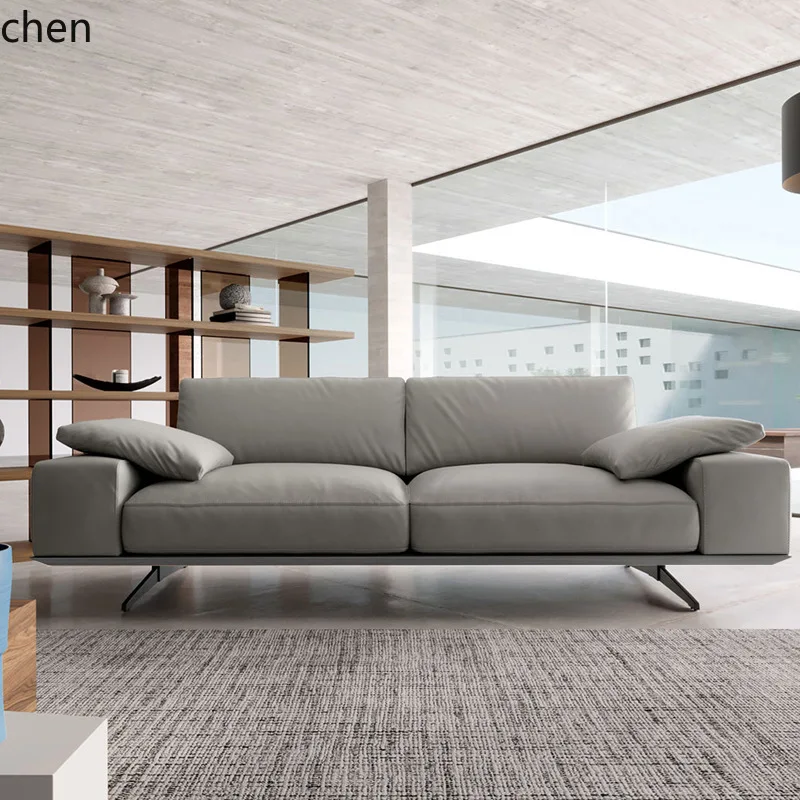 HXL Office Reception Sofa Set Straight Row Guest Rest Area Genuine Leather Sofa