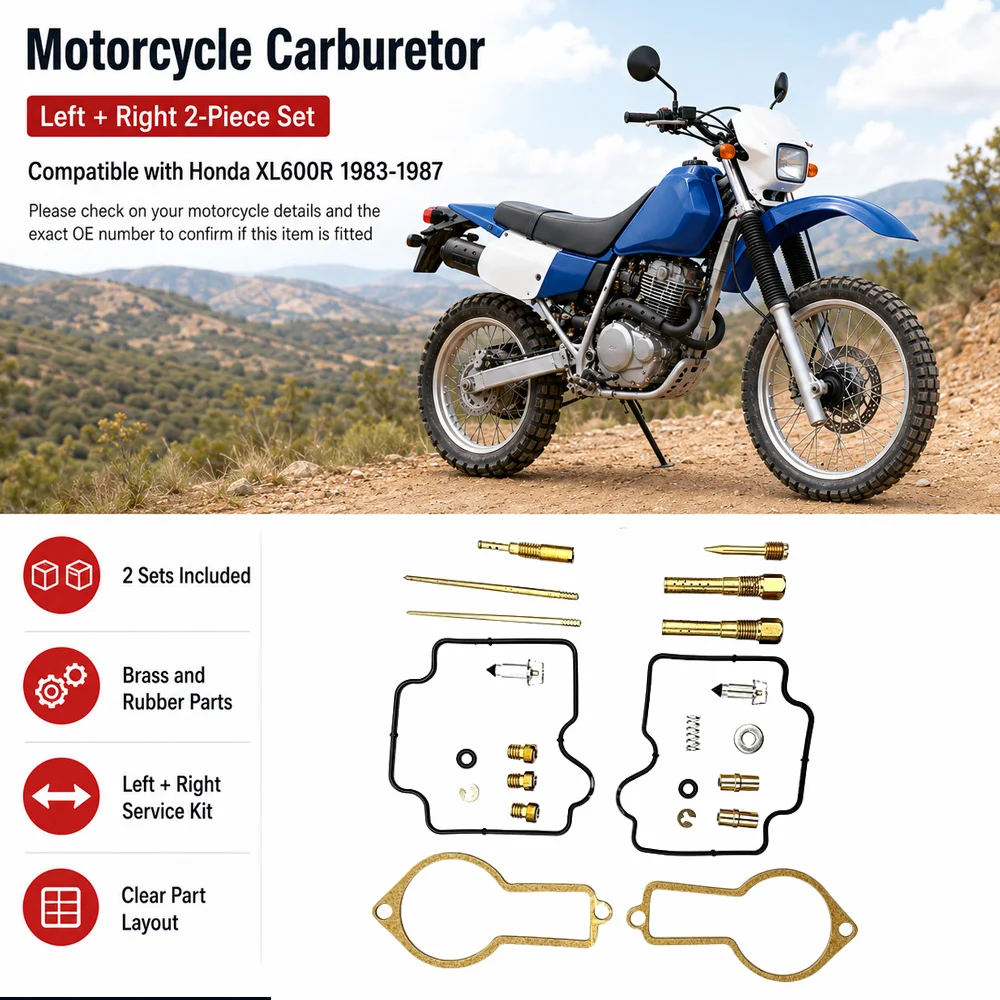 For Honda XL600R 1983 1984 1985 1986 1987 Motorcycle Carburetor Repair Kit Copper Alloy and Stainless Steel and Rubber