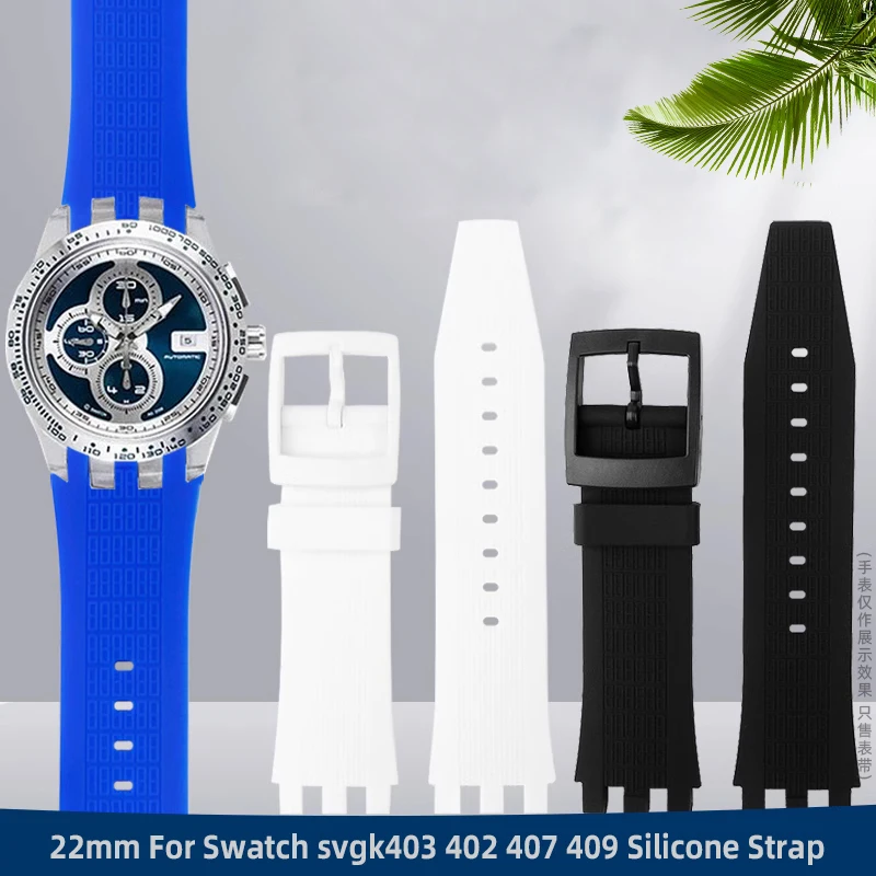 22mm Silicone strap For Swatch SVG mechanical watchband svg 403 402 402 407 409 SVGB400 Men\'s soft rubber watch band accessories