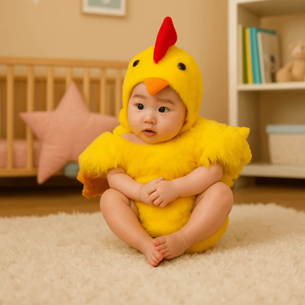 Creative Chicken Baby Photography Suit Bodysuit Hat Set Cute Design Chick Newborn Baby Costume Furry Romper Unisex Animals