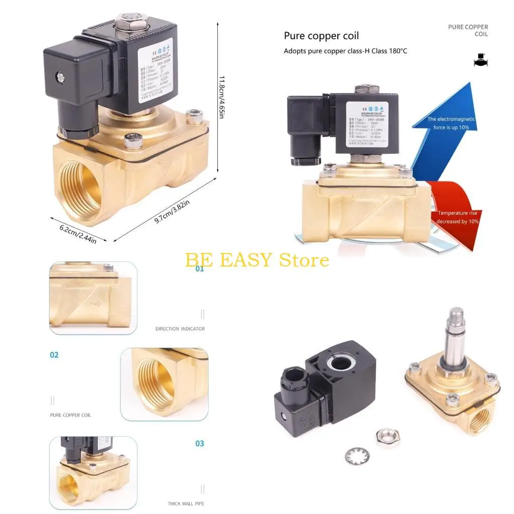 

E28F Electric Water Valves Brass Electromagnetic Valves Precise 220V Electric Water Valves Suitable for Home & Commercial Use