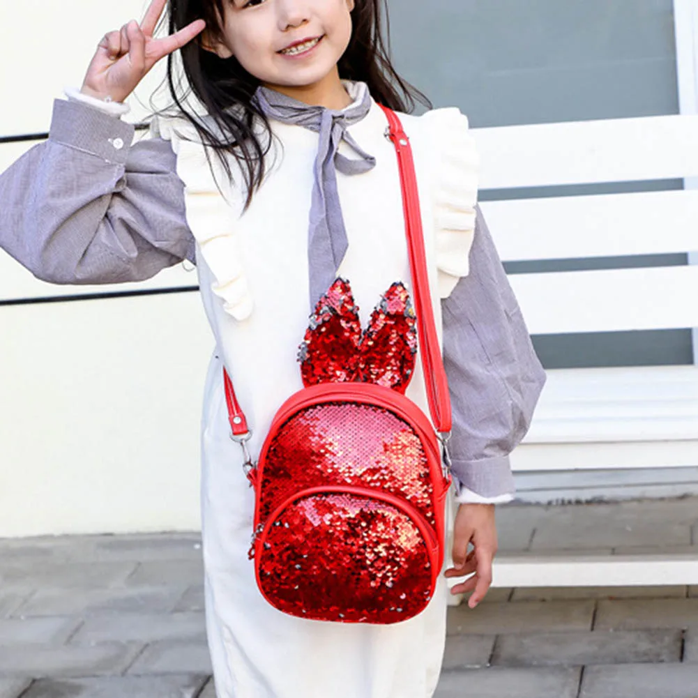 Fashion PU Leather Rabbit Ears Children's Backpack With Zipper School Bags For Girl Rabbit Wallet Girls Purse For Birthday Gifts