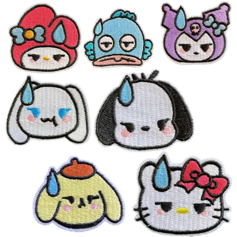 1Pc Hello Kitty Kuromi Mymelody Sanrios Self-Adhesive Clothes Decorative Stickers Kawaii Diy Hat Clothes Bag Applique Embroidery