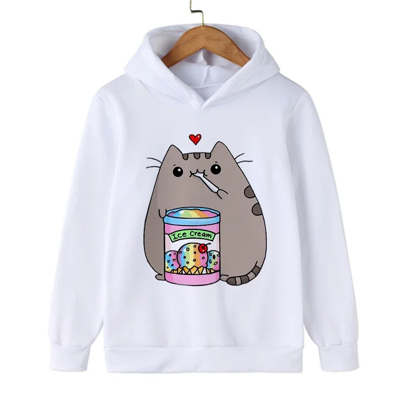 Sweatshirts Manga Cartoon Cat Hoodie Funny Children Cat Clothes Kid Girl Boy Manga Sweatshirt Hoody Baby Casual Top