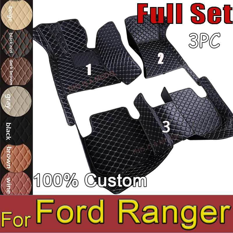 

Leather Car Floor mats for Ford Ranger 2020 2019 2018 2017 2016 2015 2014 2013 2012 Carpets Rugs Pads Interior Parts Accessories